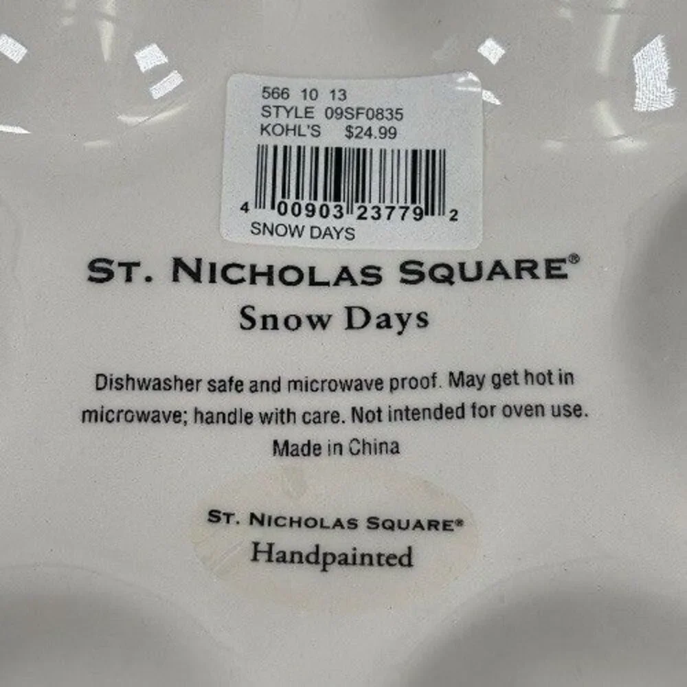 St. Nicholas Square Snow Days Deviled Egg Dish Plate Platter Snowman Christmas
